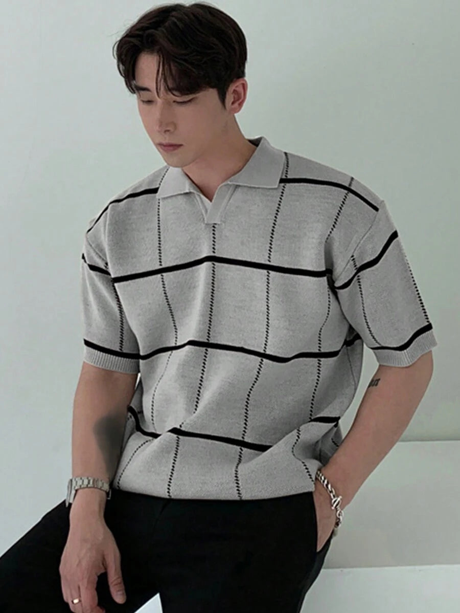 Polo en tricot à carreaux – Polo léger à manches courtes pour homme