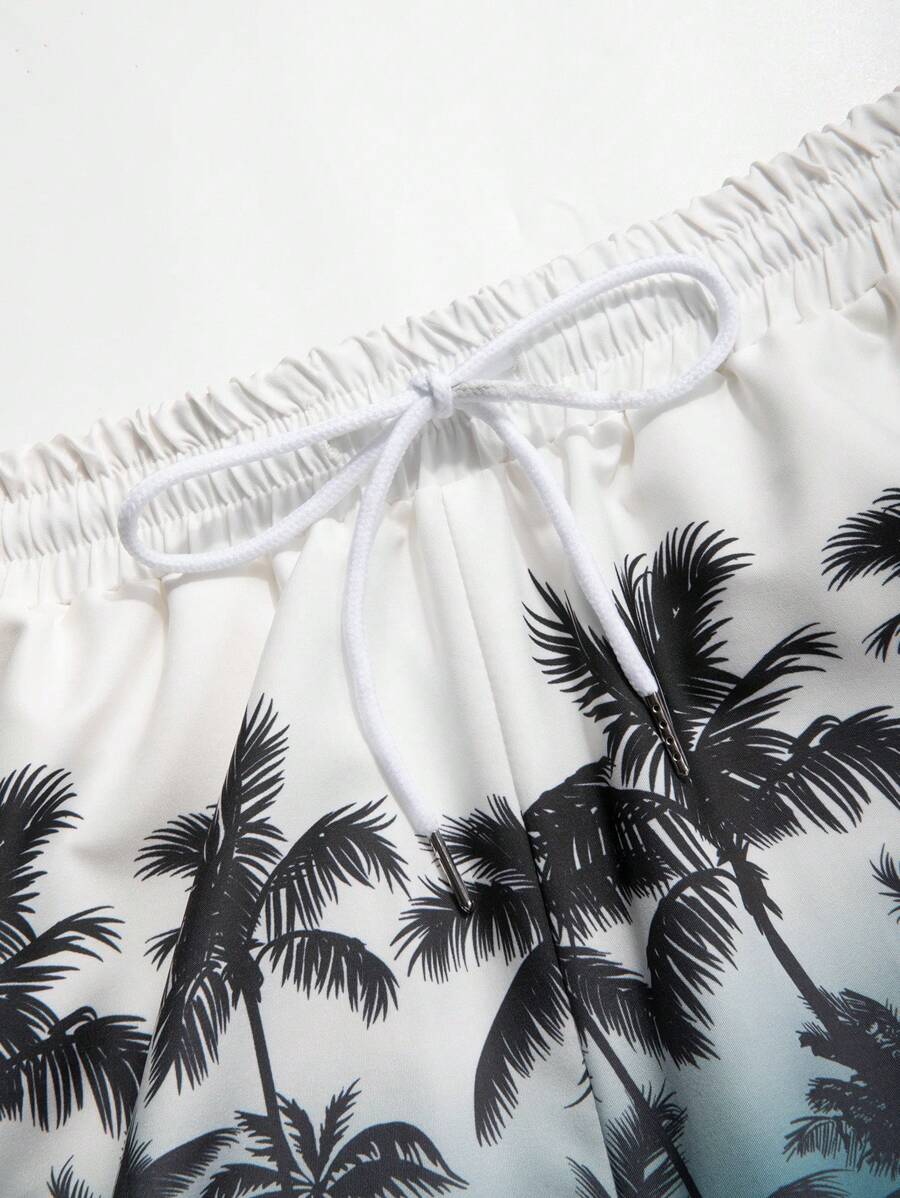Chemise et short imprimé palmiers deux ensembles pour vacances tropicales