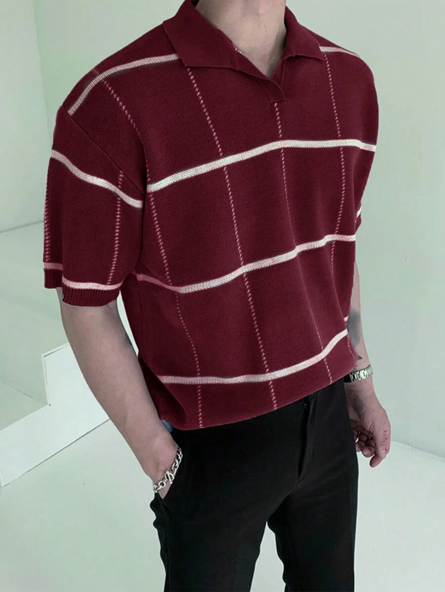 Polo en tricot à carreaux – Polo léger à manches courtes pour homme