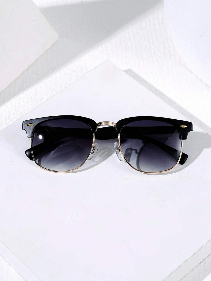 Lunettes de soleil à monture métallique avec verres réfléchissants dégradés