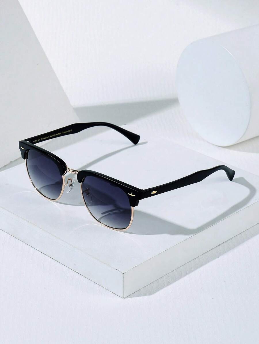 Lunettes de soleil à monture métallique avec verres réfléchissants dégradés