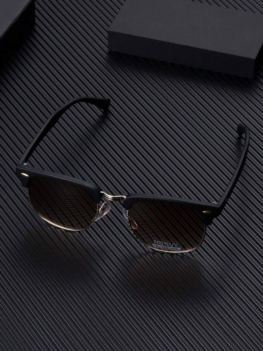 Lunettes de soleil à monture métallique avec verres réfléchissants dégradés