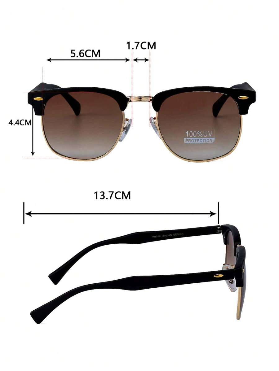 Lunettes de soleil à monture métallique avec verres réfléchissants dégradés