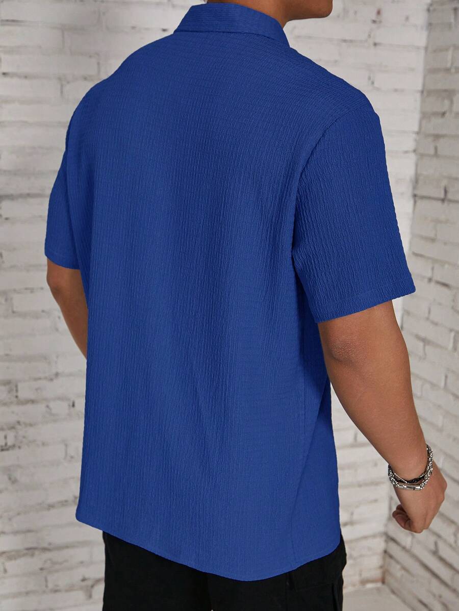 Chemise jacquard en tricot Resort pour homme - Coupe ample et plissée
