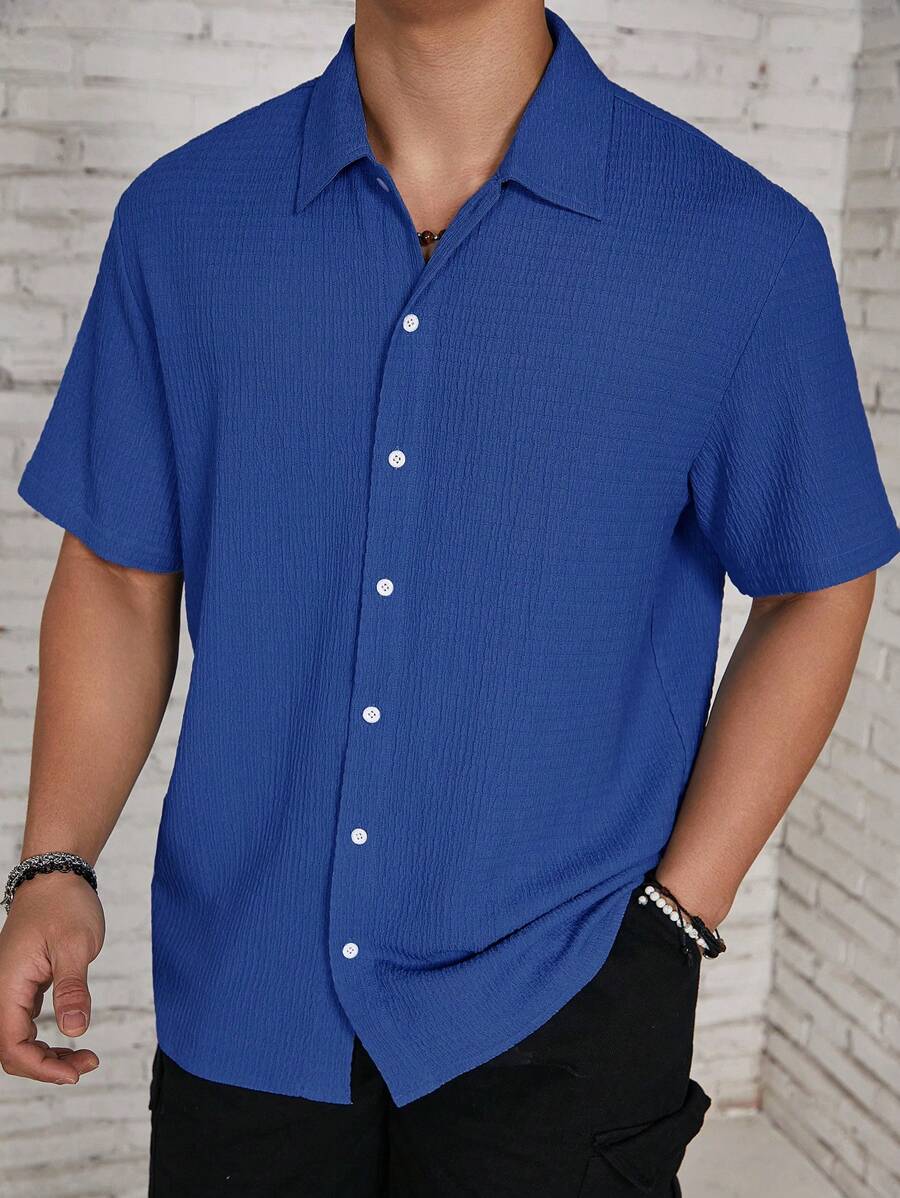 Chemise jacquard en tricot Resort pour homme - Coupe ample et plissée