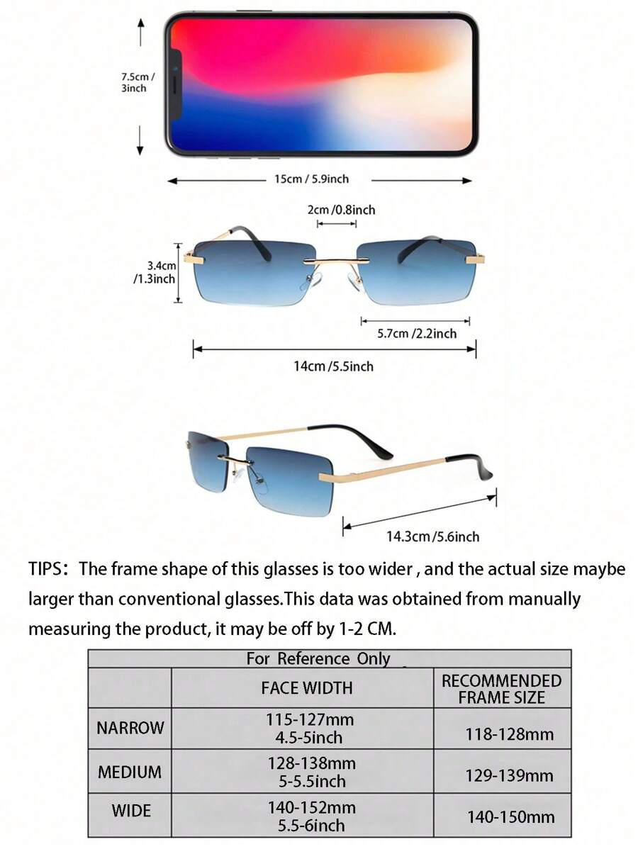 Lunettes de soleil rétro carrées sans monture pour hommes