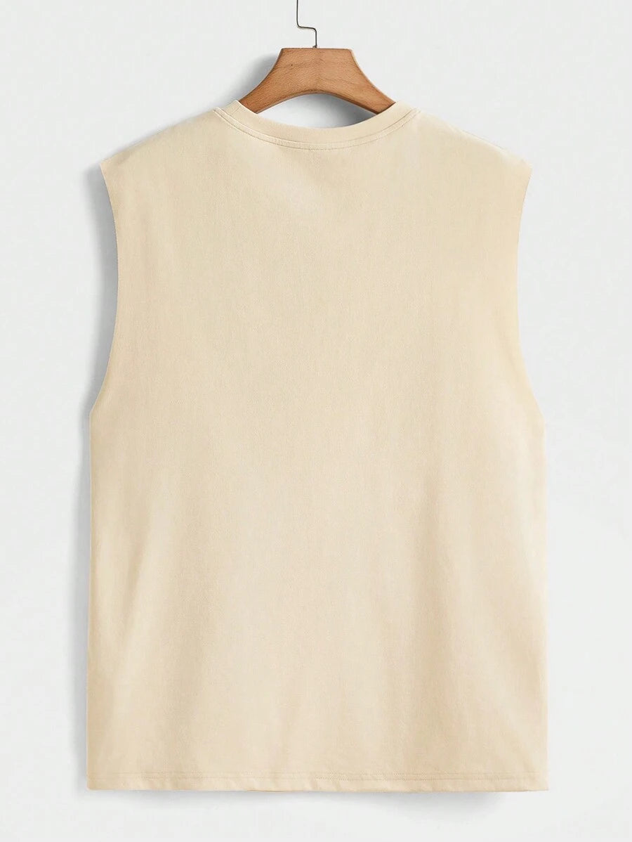 Chemise décontractée sans manches imprimée avec lettre graphique