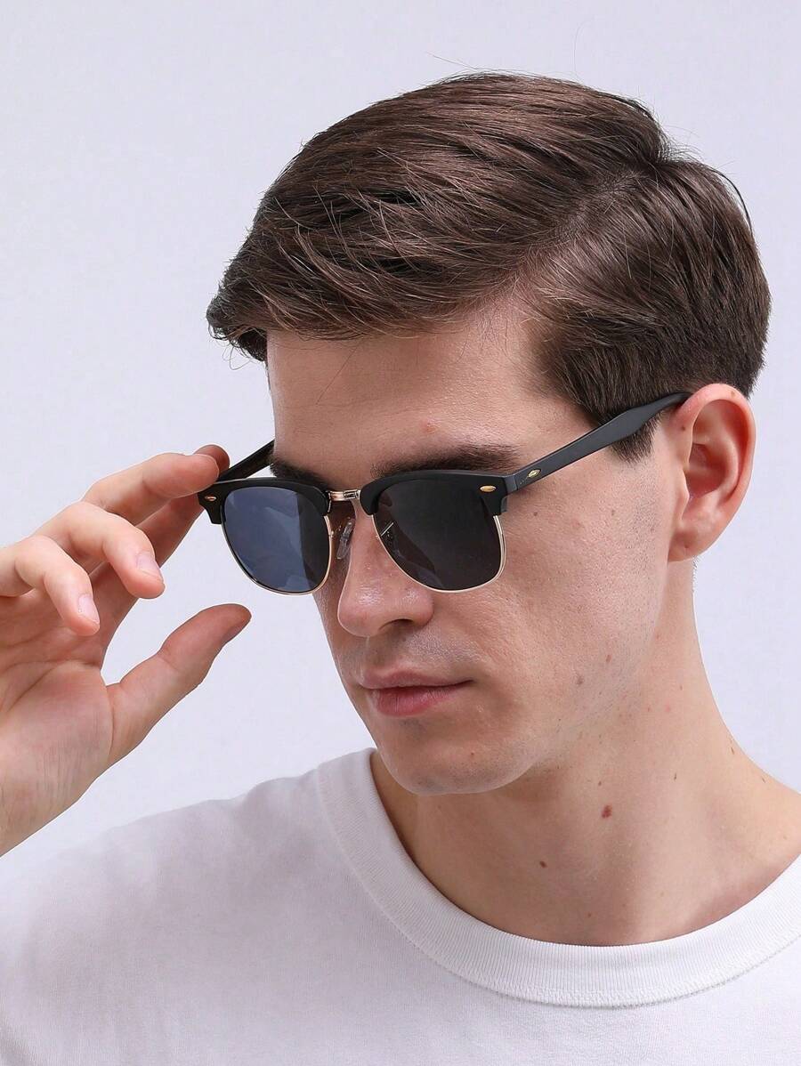Lunettes de soleil à monture métallique avec verres réfléchissants dégradés