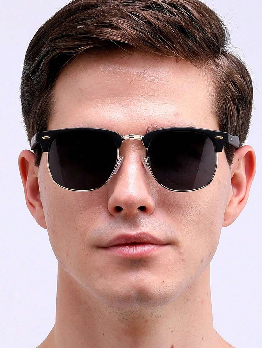 Lunettes de soleil à monture métallique avec verres réfléchissants dégradés