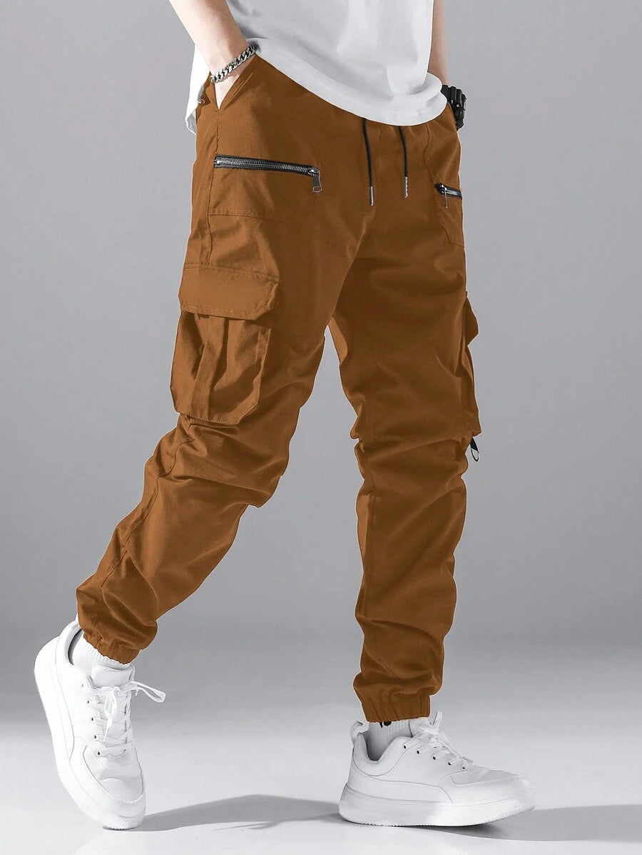 Pantalon cargo ample avec poches à rabat et cordons de serrage pour homme