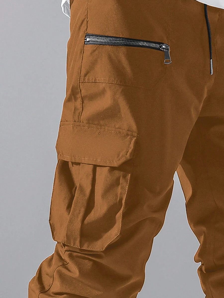 Pantalon cargo ample avec poches à rabat et cordons de serrage pour homme