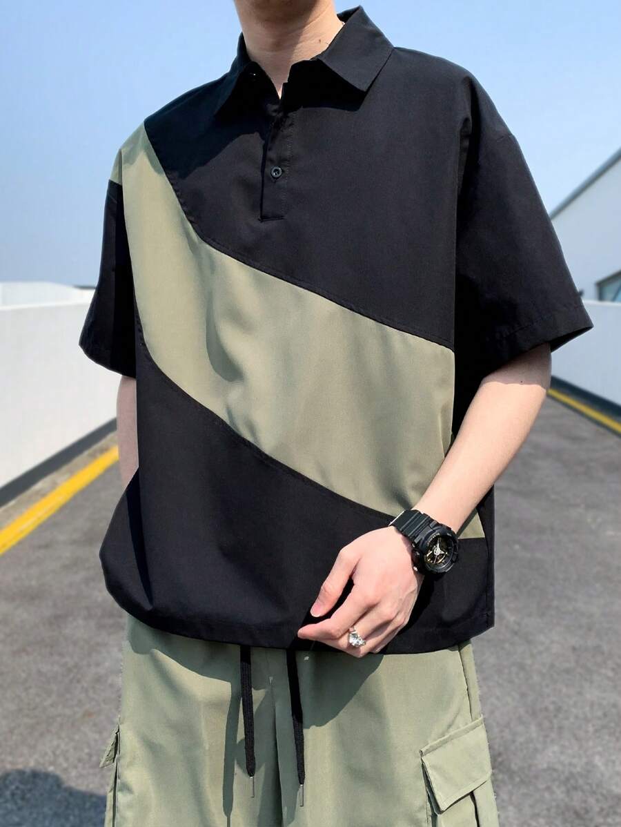 Deux ensemble utilitaire urbain chemise streetwear et short cargo