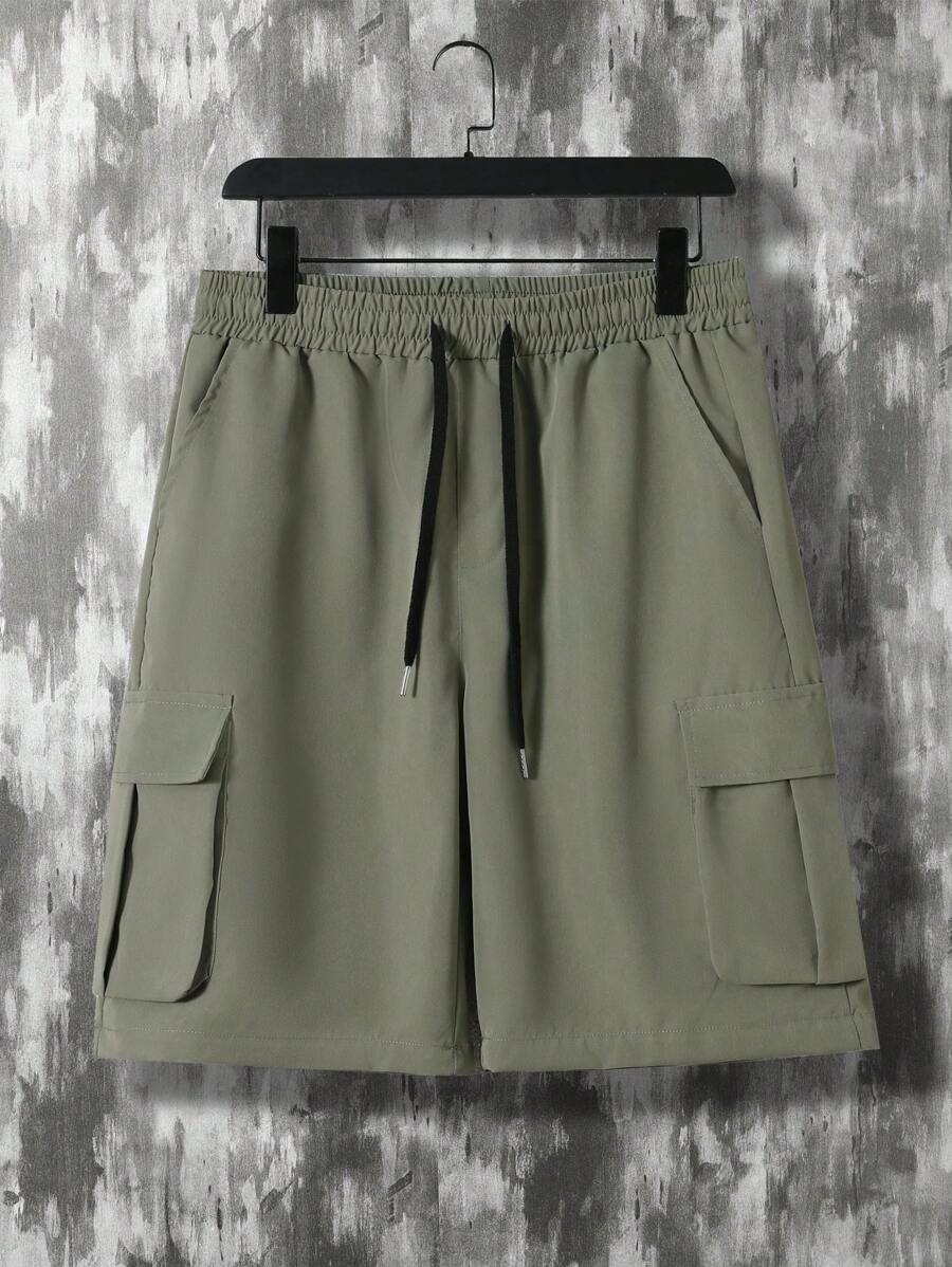 Deux ensemble utilitaire urbain chemise streetwear et short cargo