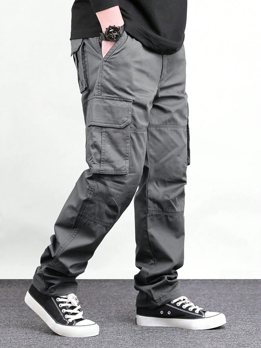 Pantalon cargo ample et décontracté avec cordon de serrage à la taille et poches à rabat