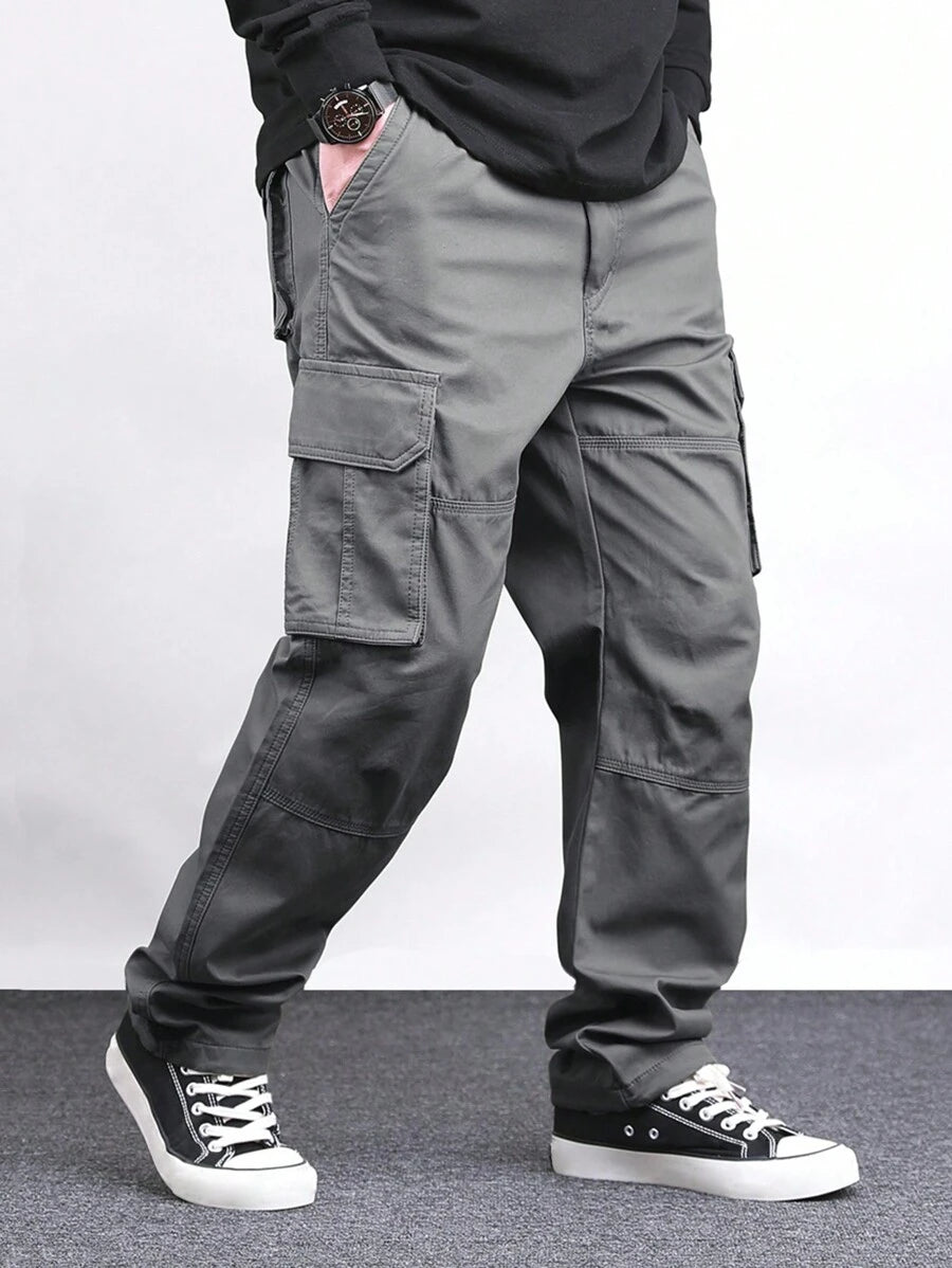 Pantalon cargo ample et décontracté avec cordon de serrage à la taille et poches à rabat