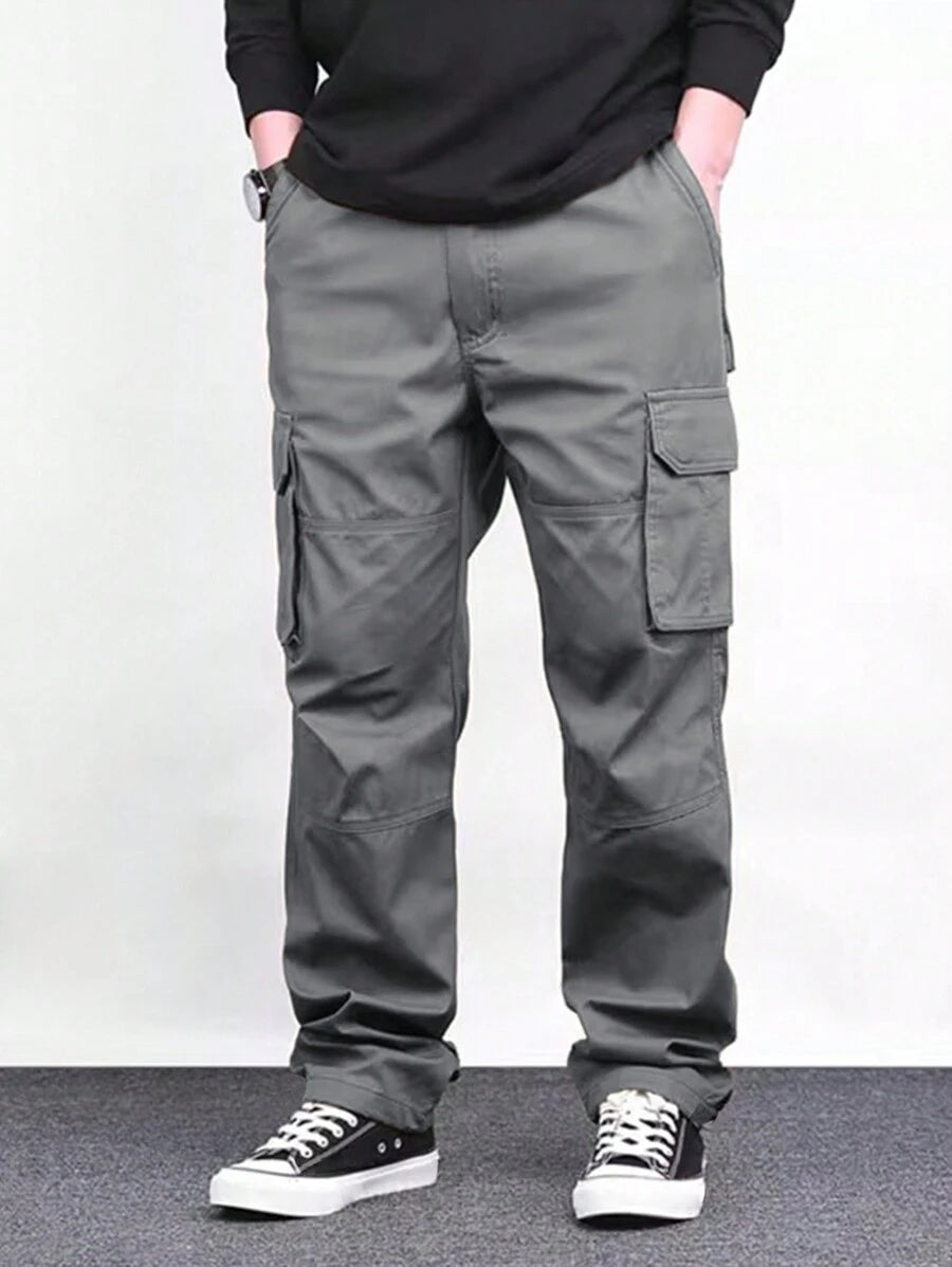 Pantalon cargo ample et décontracté avec cordon de serrage à la taille et poches à rabat