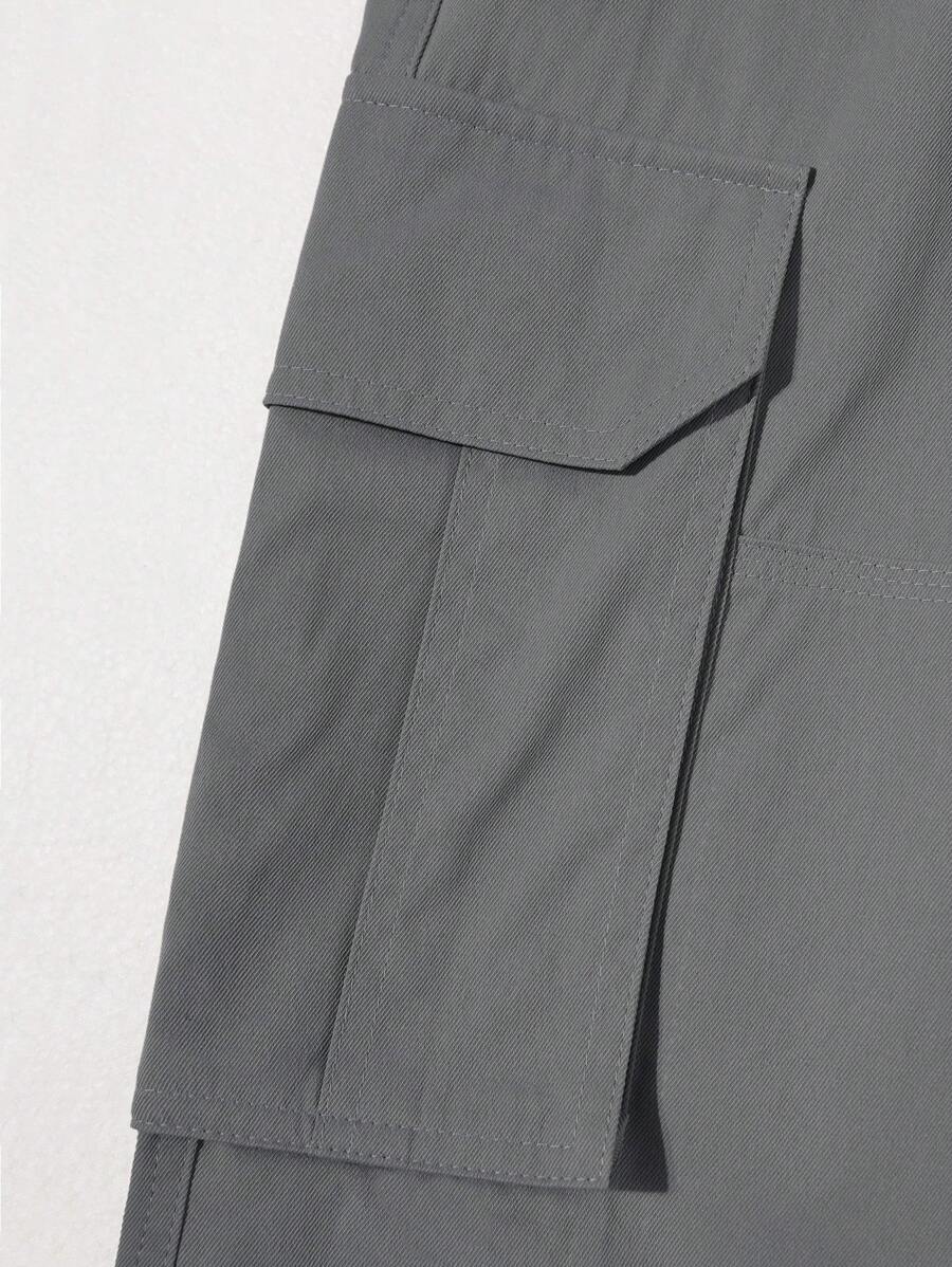 Pantalon cargo ample et décontracté avec cordon de serrage à la taille et poches à rabat