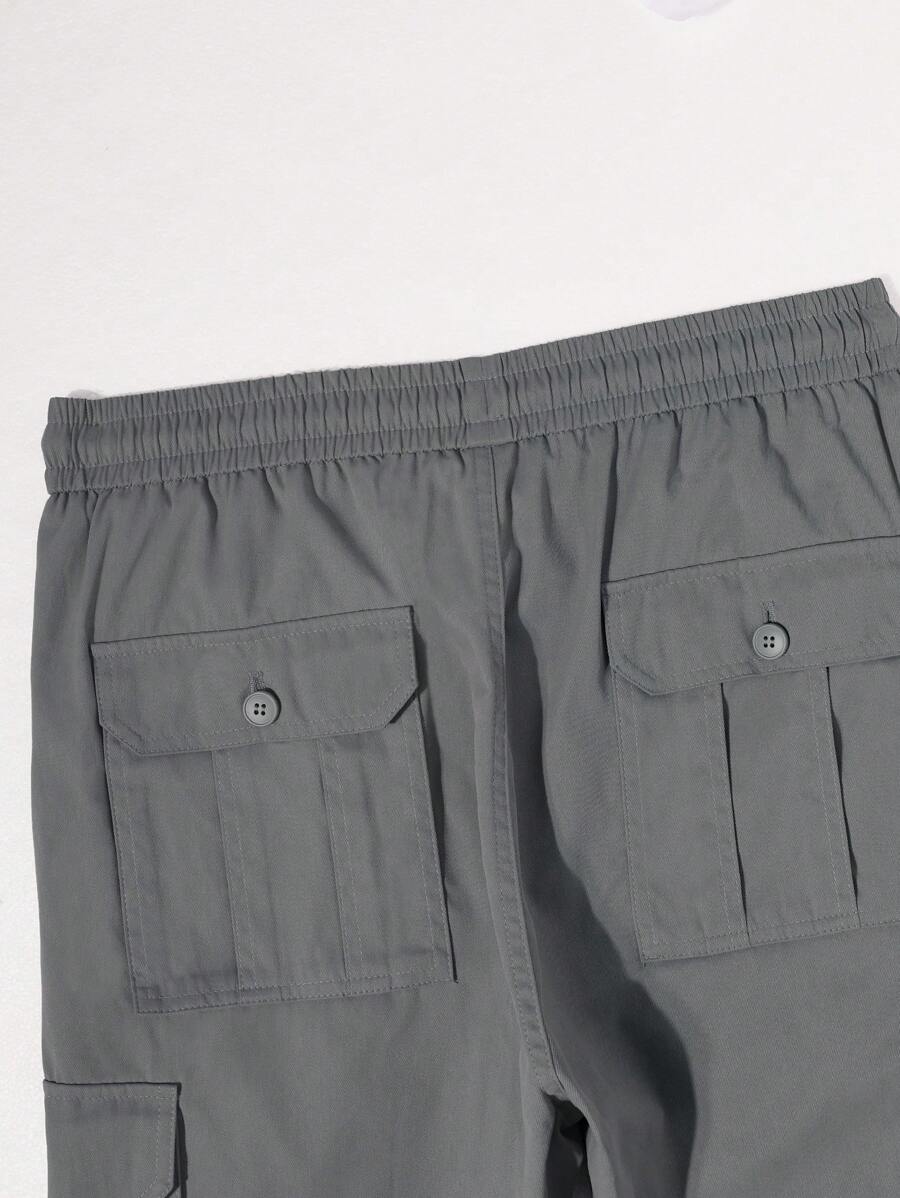 Pantalon cargo ample et décontracté avec cordon de serrage à la taille et poches à rabat