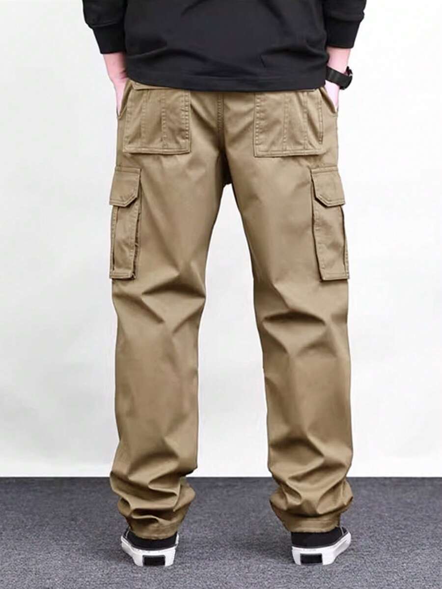 Pantalon cargo ample et décontracté avec cordon de serrage à la taille et poches à rabat