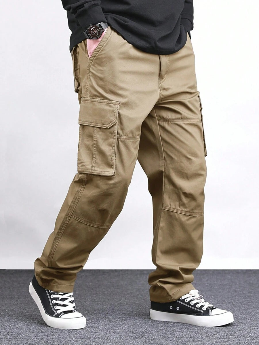 Pantalon cargo ample et décontracté avec cordon de serrage à la taille et poches à rabat