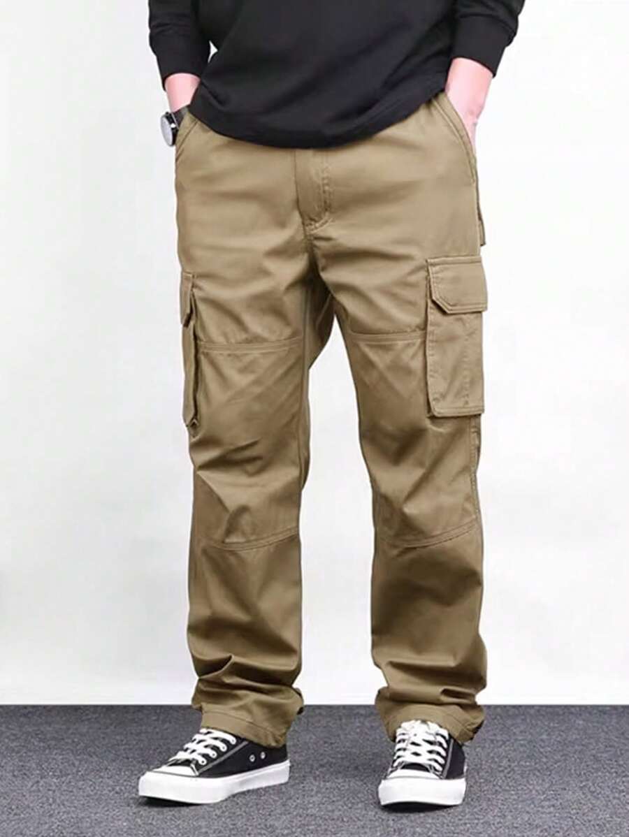 Pantalon cargo ample et décontracté avec cordon de serrage à la taille et poches à rabat