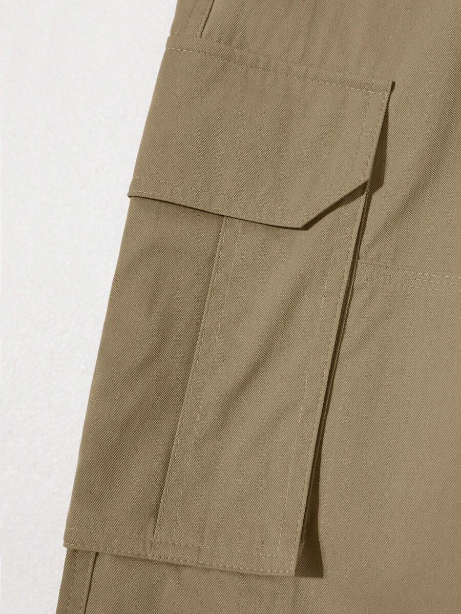 Pantalon cargo ample et décontracté avec cordon de serrage à la taille et poches à rabat