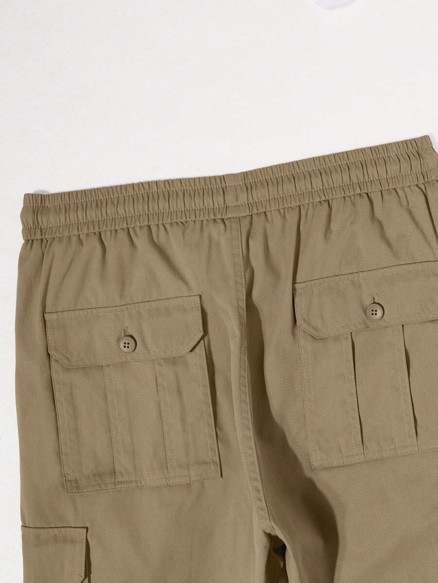 Pantalon cargo ample et décontracté avec cordon de serrage à la taille et poches à rabat