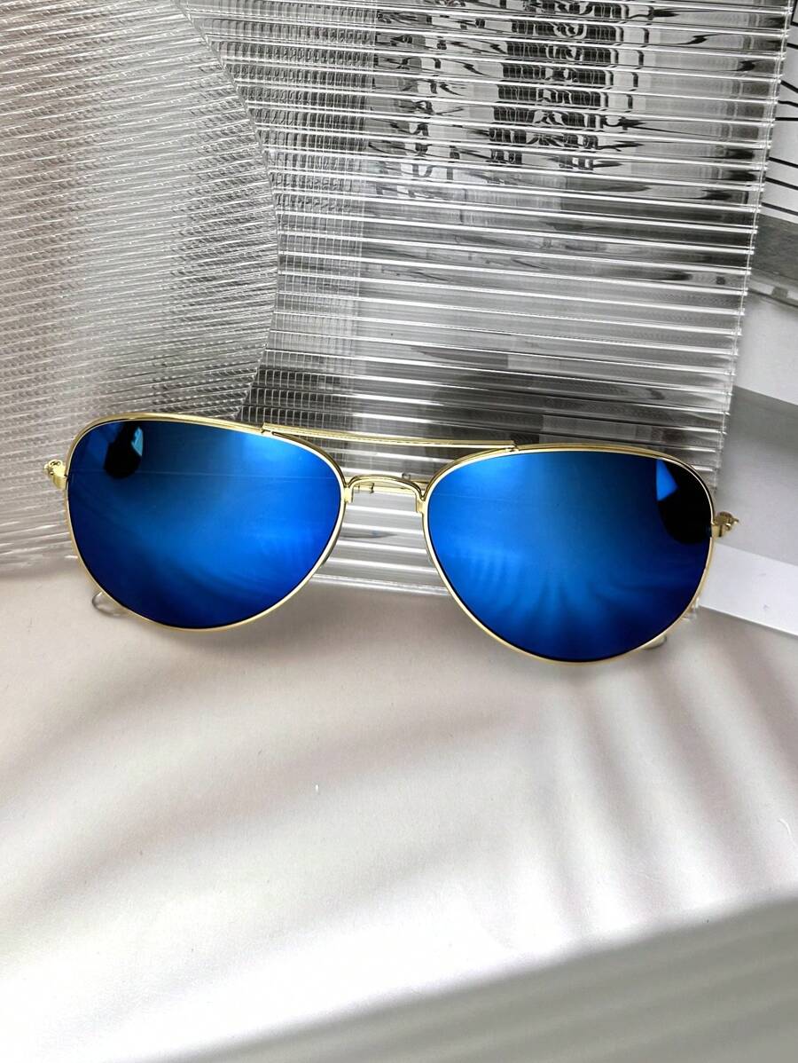Lunettes de soleil rétro à double pont en métal – Style denim western des années 90