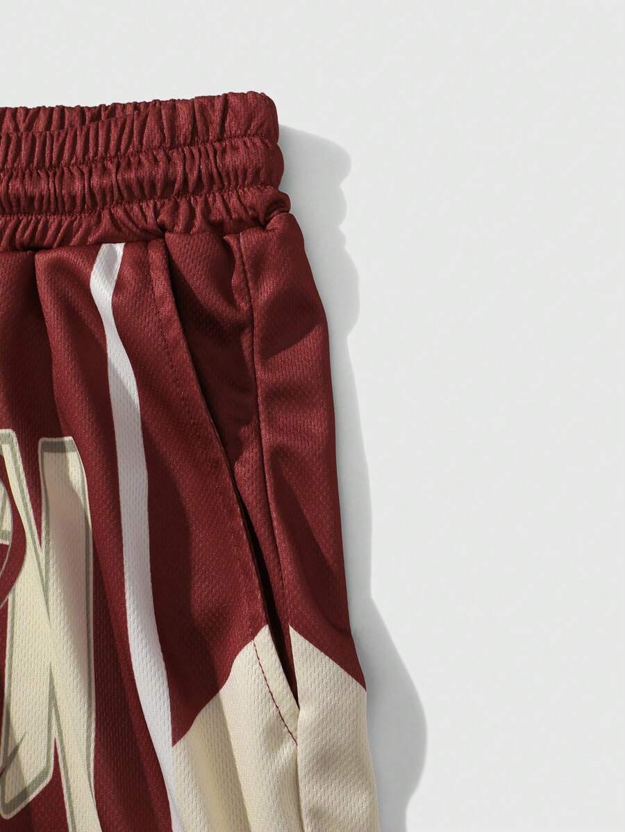 Short décontracté en maille graphique – Streetwear à cordon pour homme