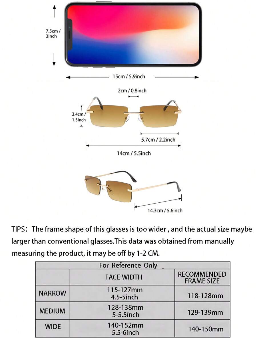 Lunettes de soleil rétro carrées sans monture pour hommes