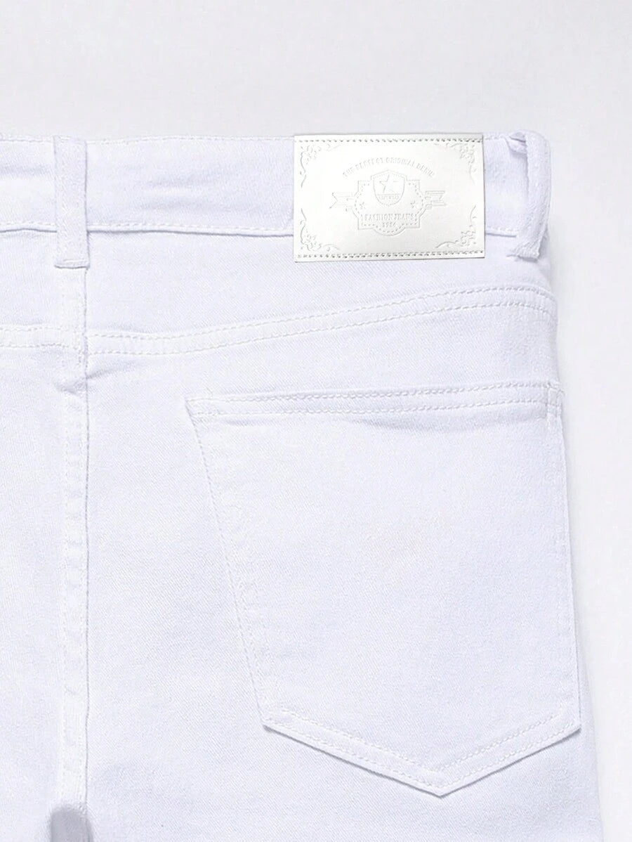 Jorts déchiré décontracté d'été de couleur unie pour hommes