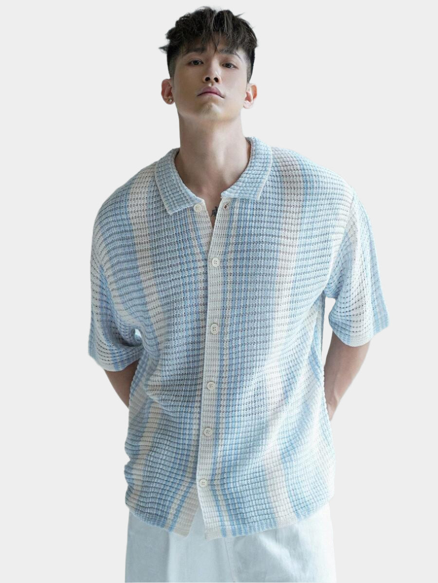 Chemises au crochet élégantes homme col classique été léger chic