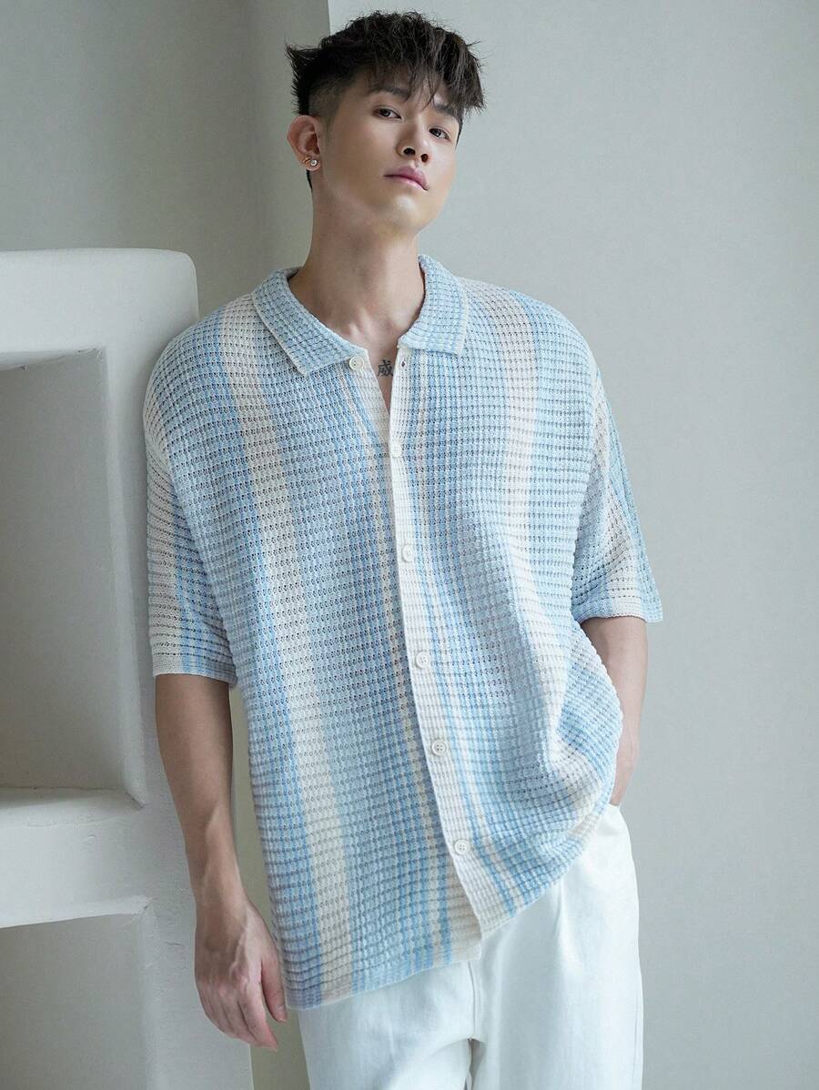 Chemises au crochet élégantes homme col classique été léger chic