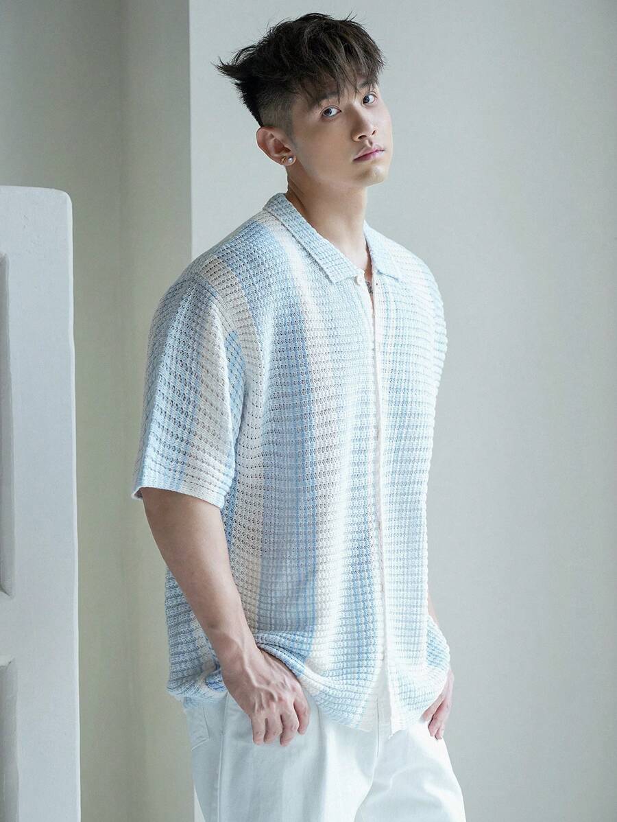 Chemises au crochet élégantes homme col classique été léger chic