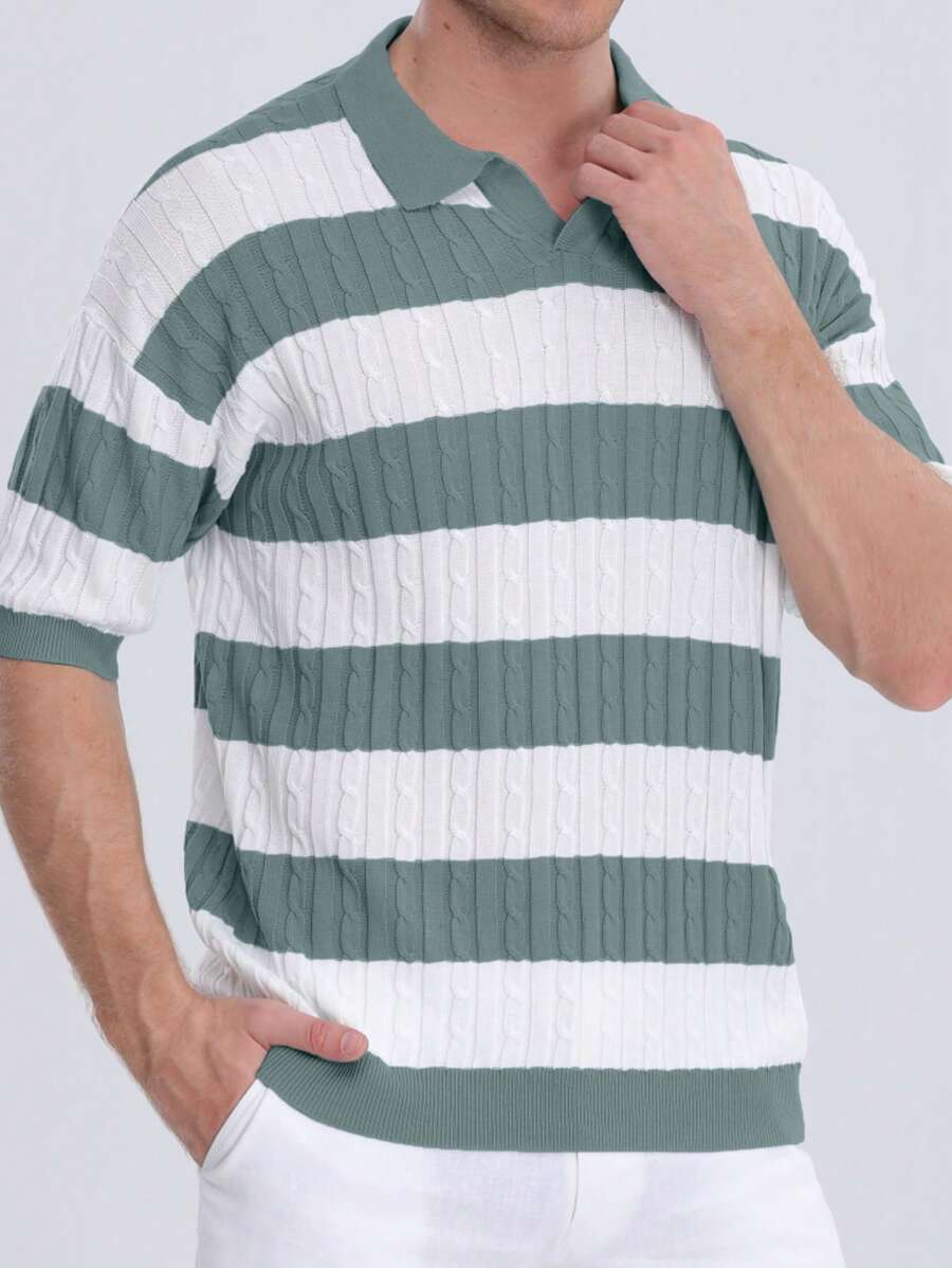Chemise rayée tricotée à manches courtes pour le printemps et l'été