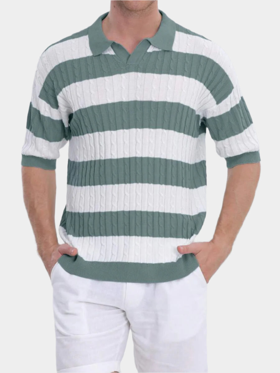 Chemise rayée tricotée à manches courtes pour le printemps et l'été