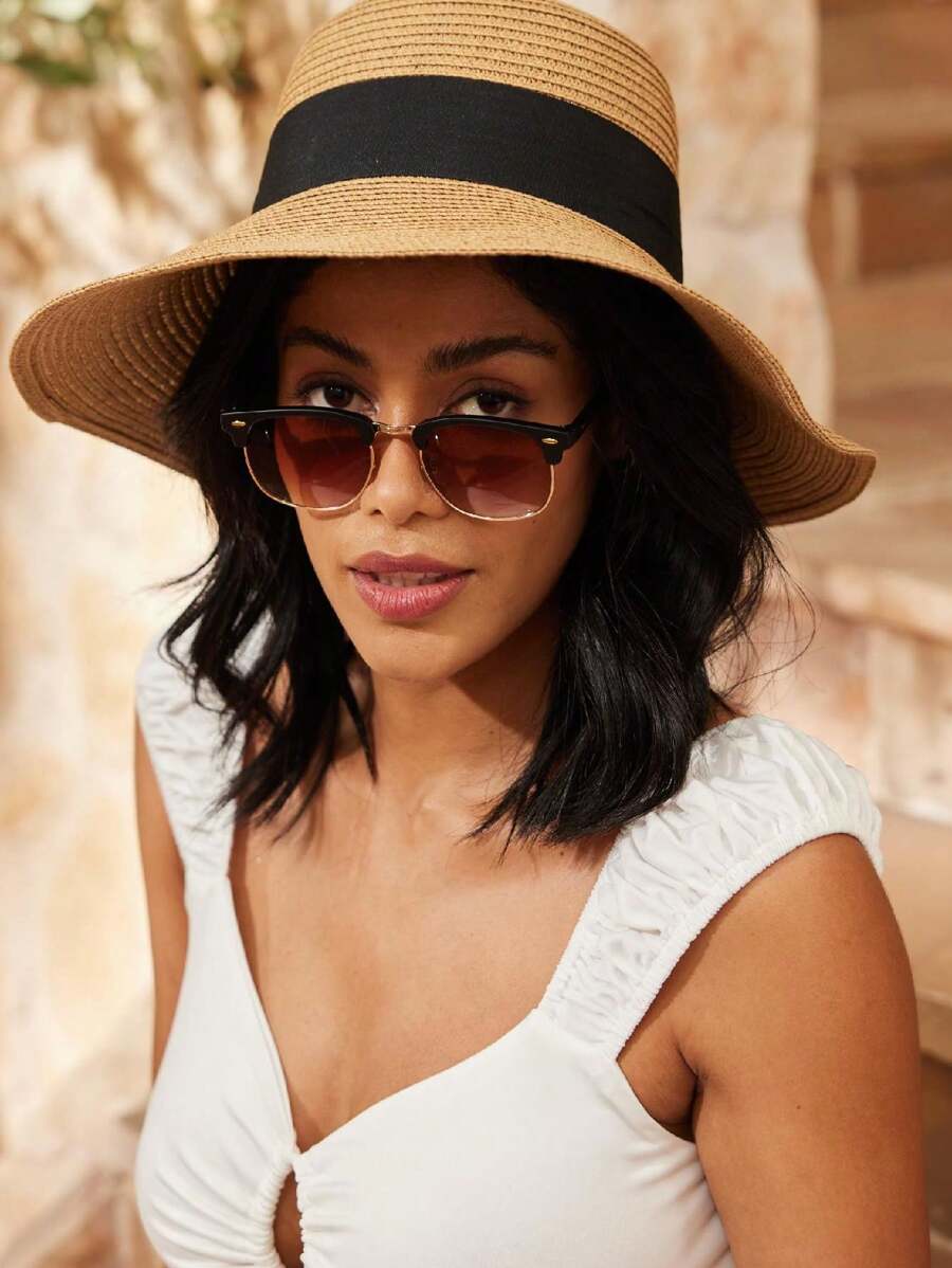Lunettes de soleil à monture métallique avec verres réfléchissants dégradés