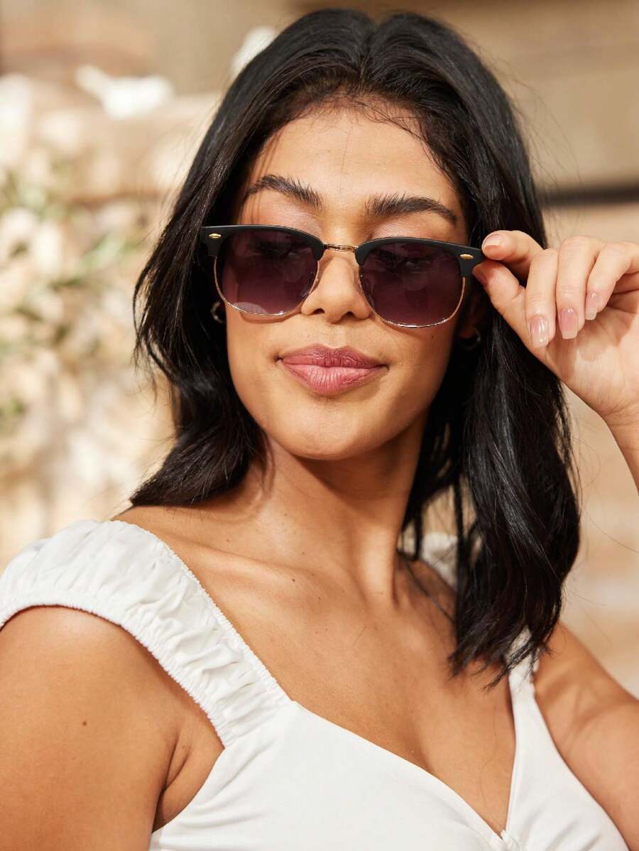 Lunettes de soleil à monture métallique avec verres réfléchissants dégradés
