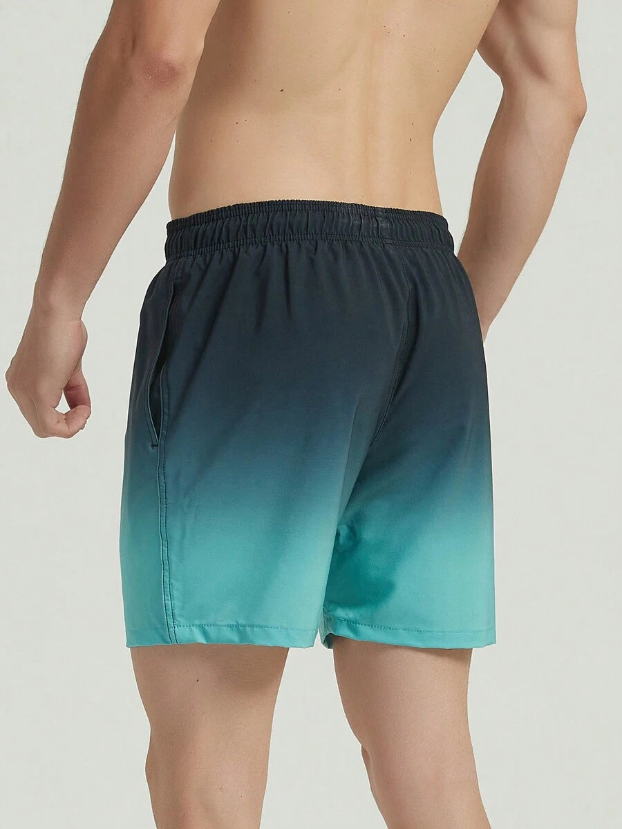 Short courts de plage dégradé, maillot de bain à séchage rapide pour homme