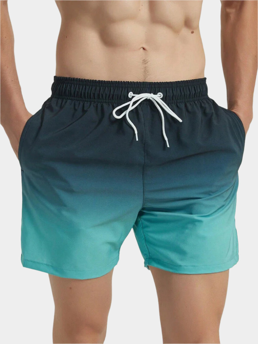 Short courts de plage dégradé, maillot de bain à séchage rapide pour homme