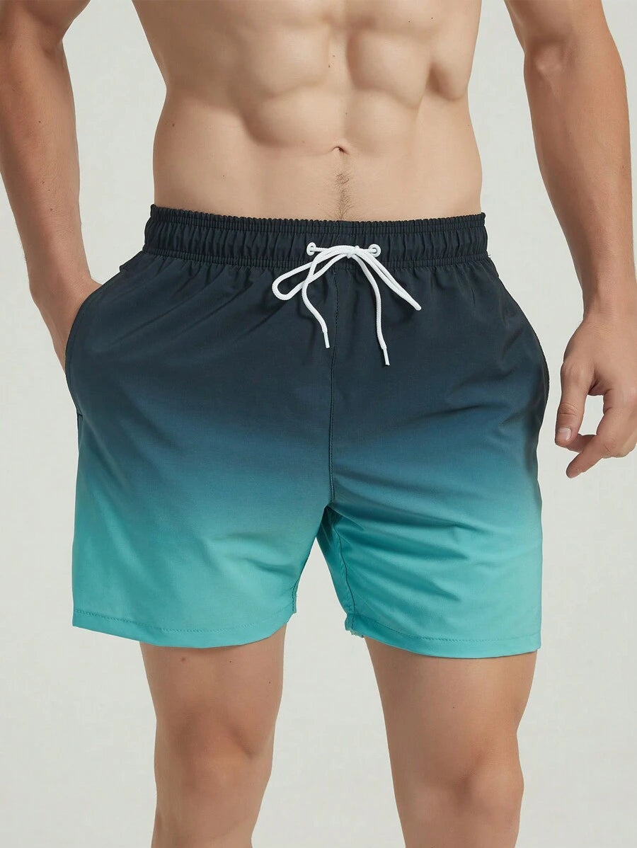 Short courts de plage dégradé, maillot de bain à séchage rapide pour homme
