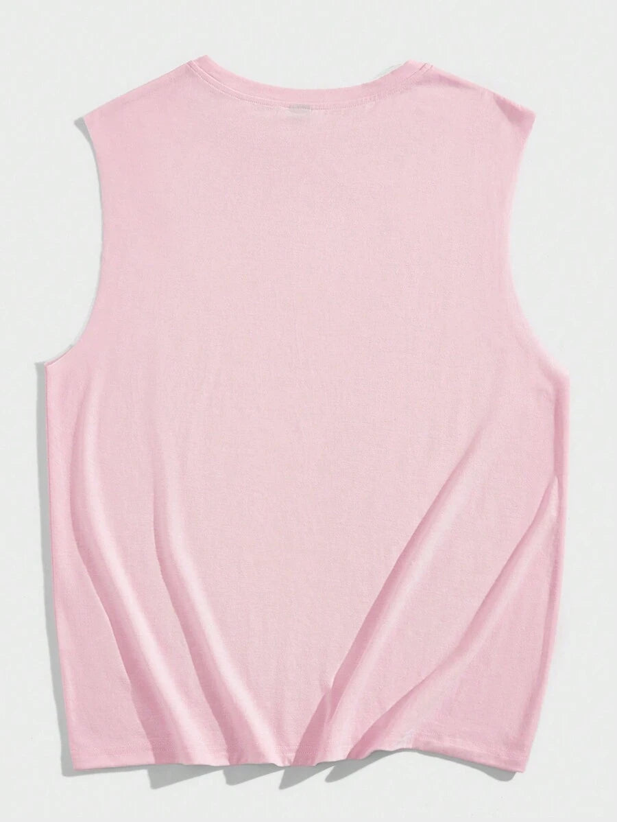 Chemise décontractée sans manches imprimée avec lettre graphique