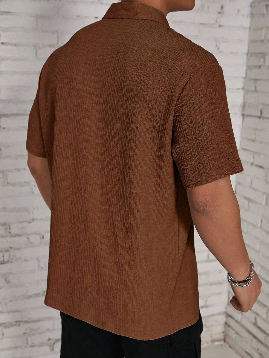 Chemise jacquard en tricot Resort pour homme - Coupe ample et plissée
