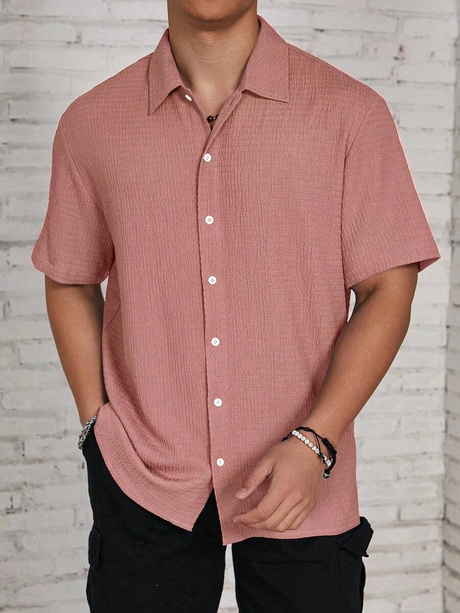 Chemise jacquard en tricot Resort pour homme - Coupe ample et plissée