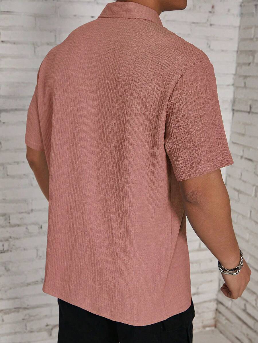 Chemise jacquard en tricot Resort pour homme - Coupe ample et plissée
