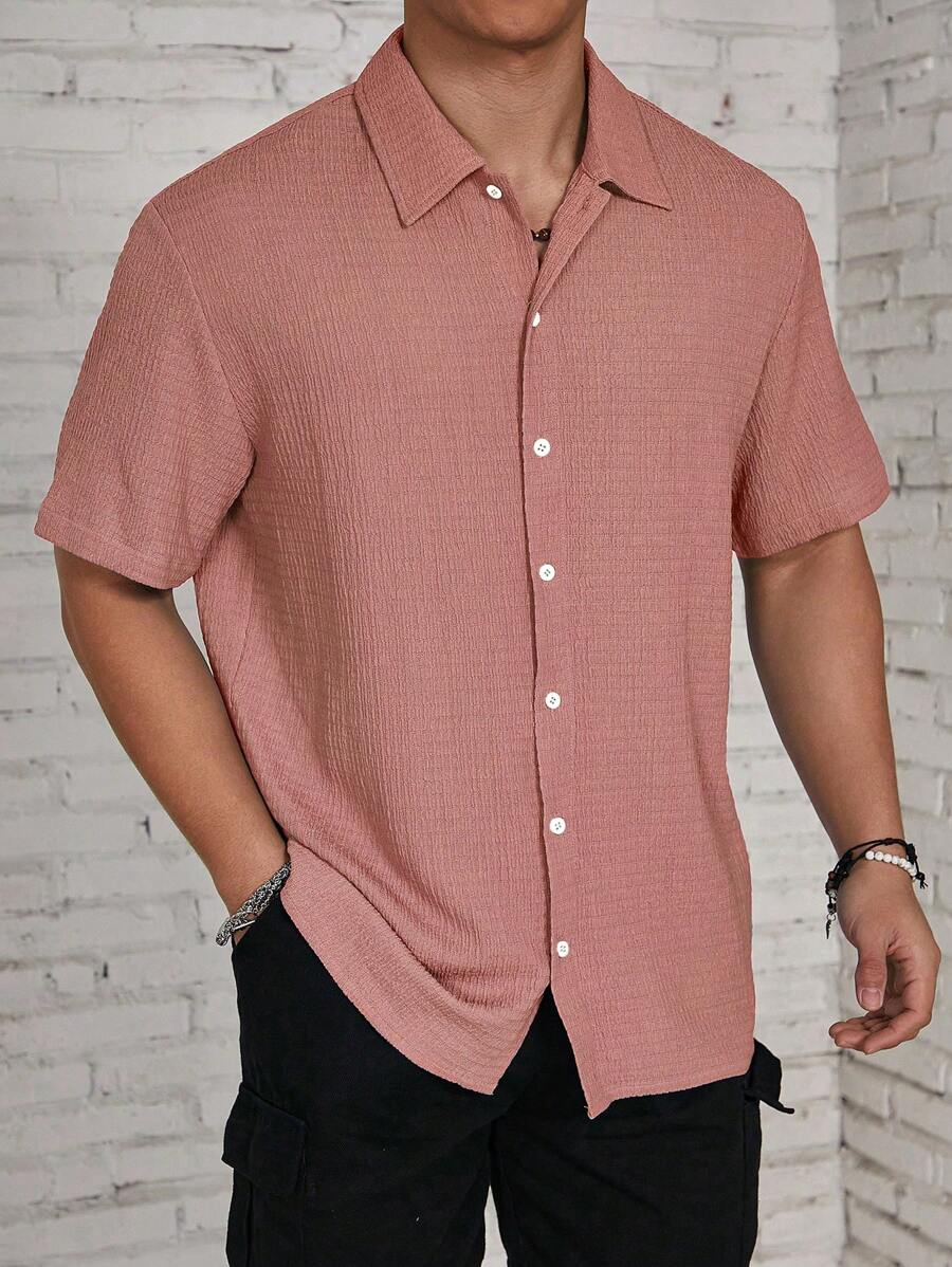 Chemise jacquard en tricot Resort pour homme - Coupe ample et plissée
