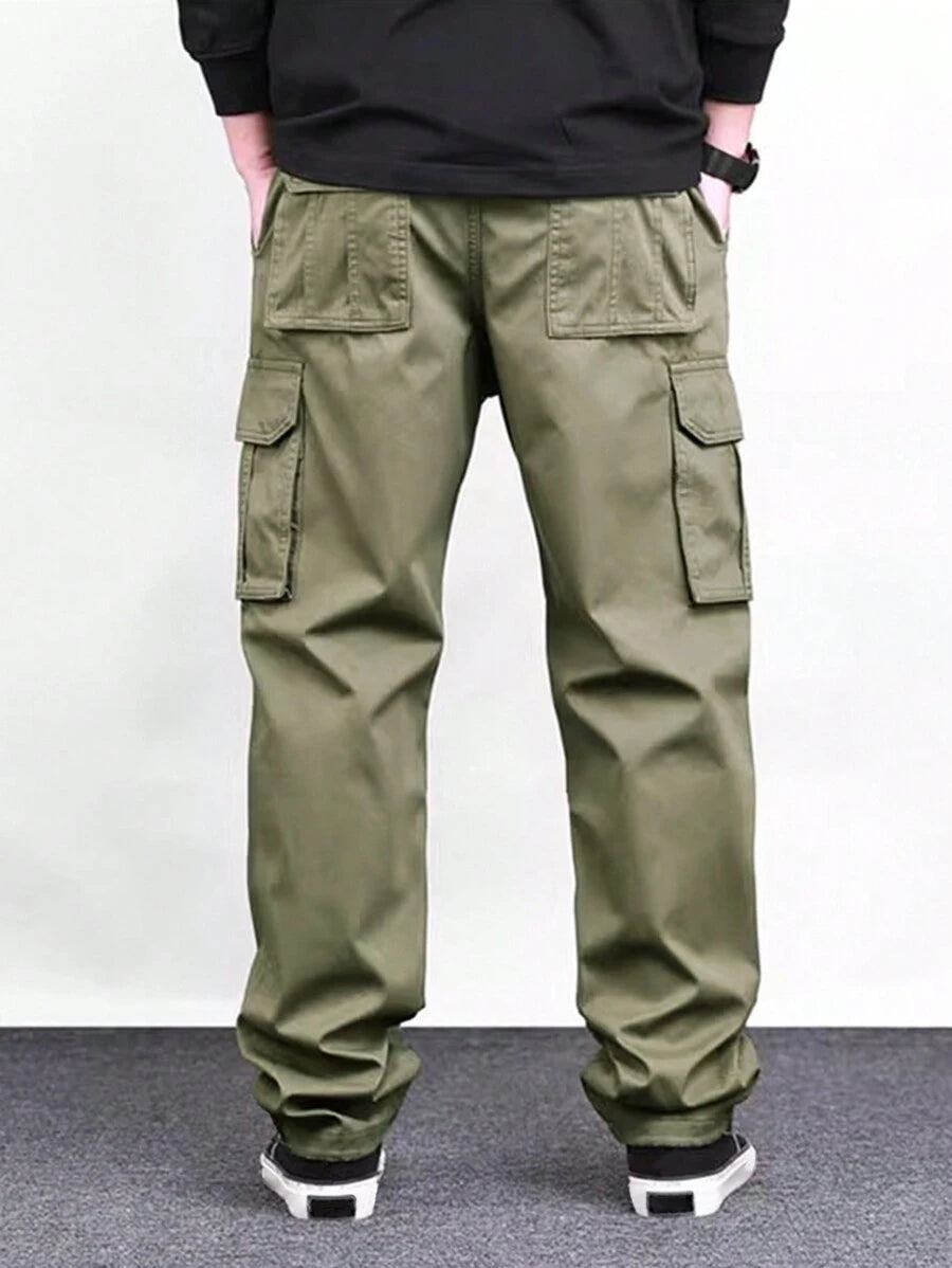 Pantalon cargo ample et décontracté avec cordon de serrage à la taille et poches à rabat