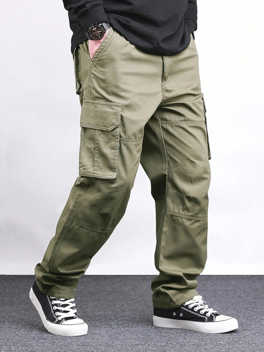 Pantalon cargo ample et décontracté avec cordon de serrage à la taille et poches à rabat
