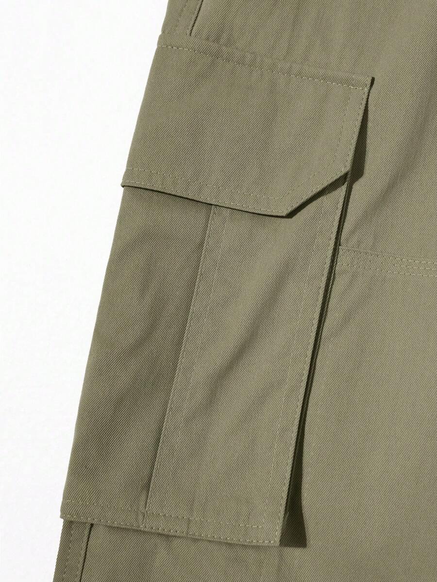 Pantalon cargo ample et décontracté avec cordon de serrage à la taille et poches à rabat