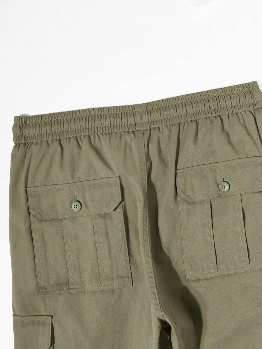 Pantalon cargo ample et décontracté avec cordon de serrage à la taille et poches à rabat